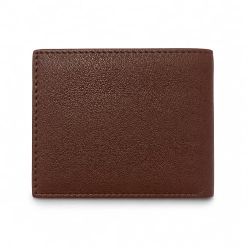 Image of SOVANO Genuine Leather Wallets for Man Original Bi Fold Slim Mens Wallets Design with RFID Protection ID Window Easy Access 6 Card Slots 2 Hidden Pockets Compact Gift for Men (Tan)