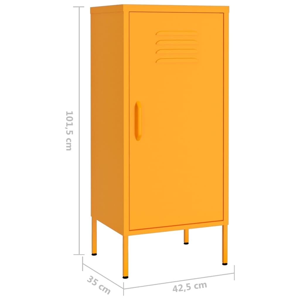 vidaXL Lagerschrank Sideboard Kommode Anrichte Stahlschrank Schrank Beistellschrank Mehrzweckschrank Bücherschrank Standschrank Senfgelb 42,5x35x101,5cm Stahl