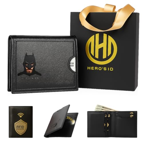 Leather Bat Wallet - Bifold wallet Man Woman, Superhero Mask Slim Card Holder, Bat ID Heroic wallet- Unique Valentine’s day Gift Birthday, Anniversary, for Dad, Husband, Boyfriend, Father's day
