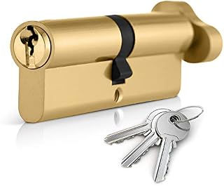 XFORT® Brass 50T/50 Thumb Turn Euro Cylinder Lock (100mm), Euro Door Barrel Lock with 3 Keys, Anti-Bump, Anti-Drill, Anti-Pick Door Lock with Key, High Security for Wooden, UPVC and Composite Doors.