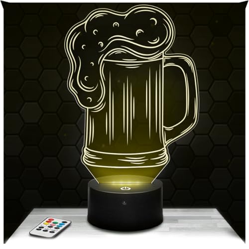 Lampephoto.fr - Lampada 3D Logo Boccale di Birra, Luce Notturna Tattile Logo Boccale di Birra, Illusione 3D Led, Idea Regalo di Natale per Ragazzi e Ragazze Lampada da Notte per Bambini o Adulti