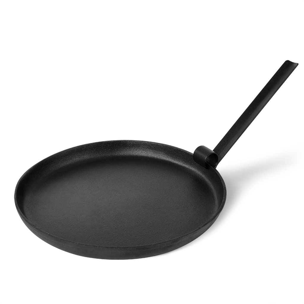 Fissman Pie & Pizza Pan Cast Iron 32x32x2cm, Pre-Seasoned Skillet, with Detachable Handle, Baking Pan, Round Griddle for Dosa Tawa Roti, Comal for Tortillas, Baking Stove, Oven, Grill BBQ and Campfire