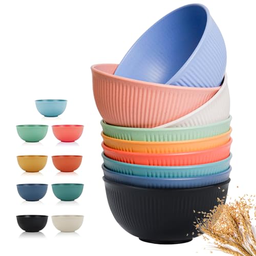 SZBOKE Cereal Bowls, 9 PCS Soup Bowls Wheat Straw Fiber Unbreakable Lightweight Bowls (9 PCS, 26 OZ) (multicolor),Wheat Straw Bowls, Unbreakable Kids bowls, Dishwasher & Microwave Safe Bowls