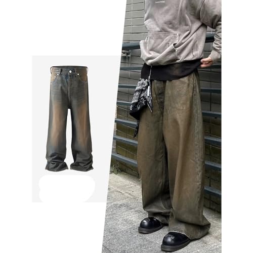 High Street Retro Unisex Pants with Neutral Oil Wax Coating Distressed Jeans2