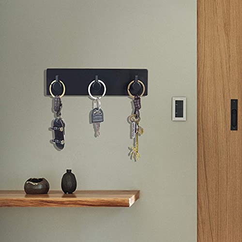 Soclim Key Holder For Wall Self Adhesive Key Hook For Wall No Damage Key Rack For Wall With 3 Key Hooks For Keys And Masks, Key Hanger For Wall Entryway, Hallway - Matte Black Extra Thick #TOP2