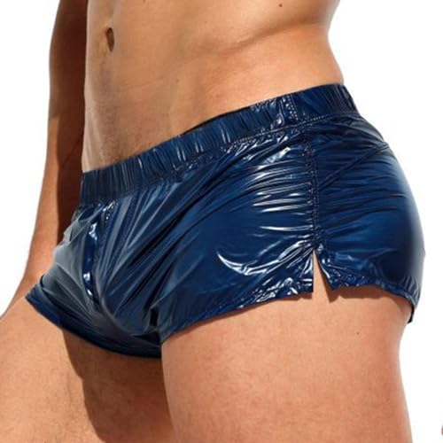 Men's Shiny Metallic Holographic Low Rise Boxer Shorts Swim Trunks Swimwear with Pockets3