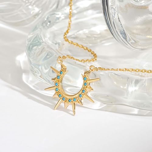 Fettero Dainty Necklaces for Women - 14K Gold Plated Delicate Moon Crescent Pendant Necklace Charm Gold Necklace Jewelry for Women