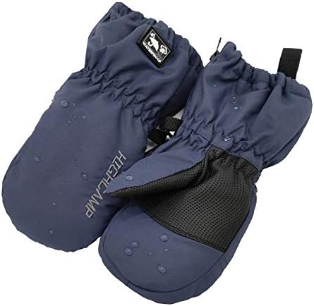 HIGHCAMP Kids Winter Ski Snow Mittens Waterproof Warm with Zipper for Toddler Boy Girl (Navy, 1-3 Years)