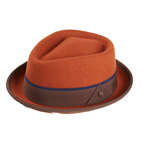 DASMARCA Mens Retro Diamond Crown Porkopie Felt Hat - Bruno Copper L