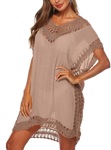 Image of Adisputent Womens Swimsuits Cover Ups Crochet Chiffon Beach Cover Bathing Suit Bikini Wear Coverups Dress