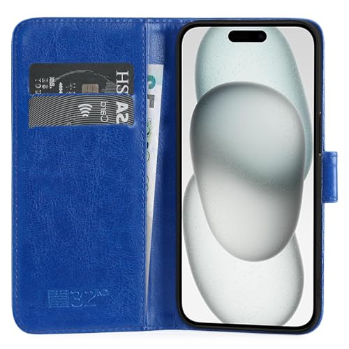 32nd Book Wallet PU Leather Case Cover for Apple iPhone 15 (6.1"), Flip Case With RFID Blocking Card Slots - Image 3