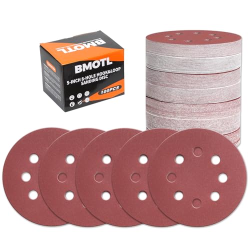 100Pcs 320 Grit Sanding Discs 5 Inch 8 Hole: Woodworking/Metalworking Round Fine Hook and Loop Sandpaper for Random Orbital Sander