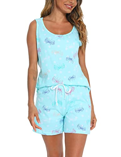 Enjoynight Women's Cute Sleeveless Print Tee And Shorts Sleepwear Tank Top Pajama Set (X-Large, Flying) #TOP2