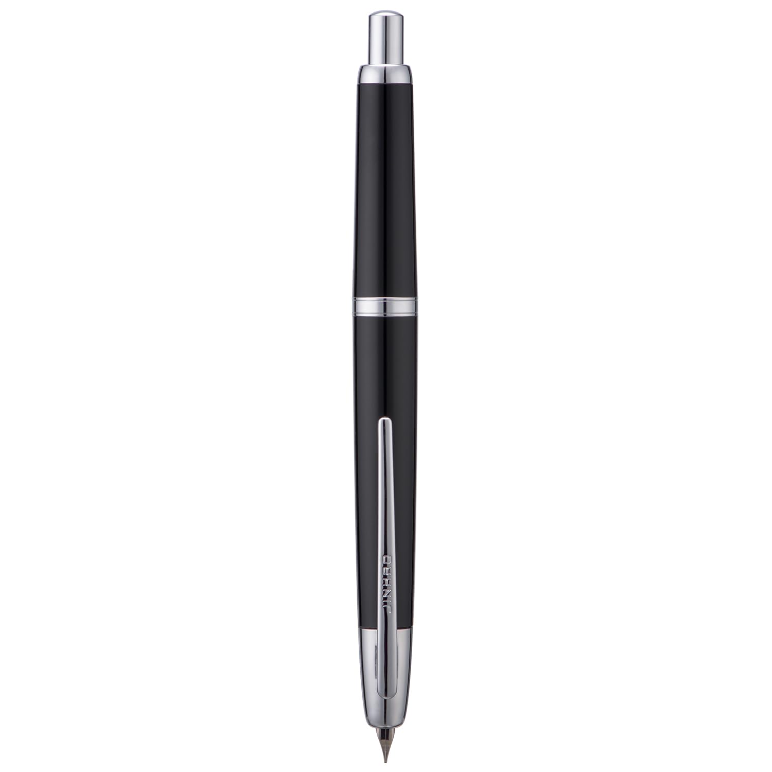 Jinhao 20 Series Press Fountain Pen, Piano Black Retractable Extra Fine Nib with Ink Converter Set (Silver Clip)