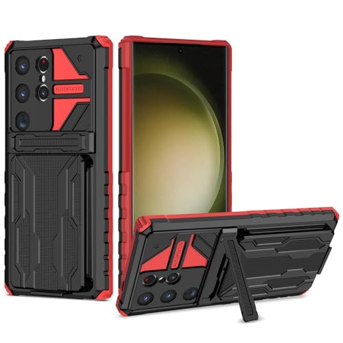 Coque Samsung Galaxy S21 FE antichoc silicone rigide porte-carte béquille noire rouge