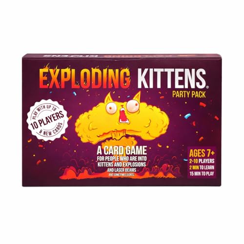 Image of Family Card & Board Games for Adults and Kids, Fun Strategy & Party for All Ages, Multi-Players, Perfect for Game Nights, Travel & Home Entertainment (Exploding Kittens Party Pack)