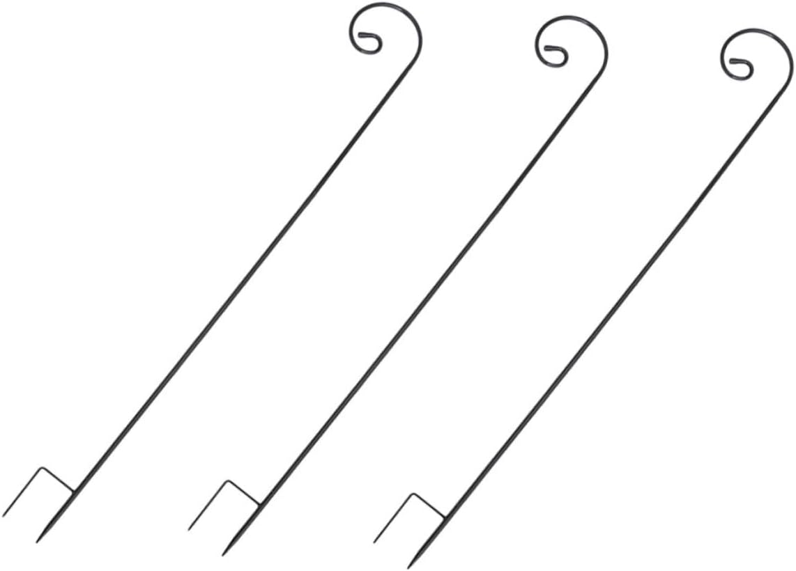 Toyvian 3pcs Outdoor Metal Lantern Hanger Garden Hook Rust-Resistant Iron Courtyard Ground Stakes for Bird Feeder Stand and Lanterns