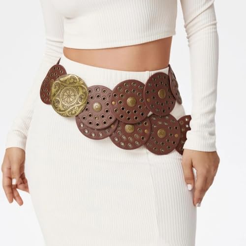 Women Wide-Disc-Western-Belt Boho-Concho-Belt Cowgirl Cowboy Chunky Belts for Jeans Dress2