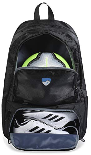 Hard Work Sports Fußballrucksack mit Ballfach Schwarz/Gelb