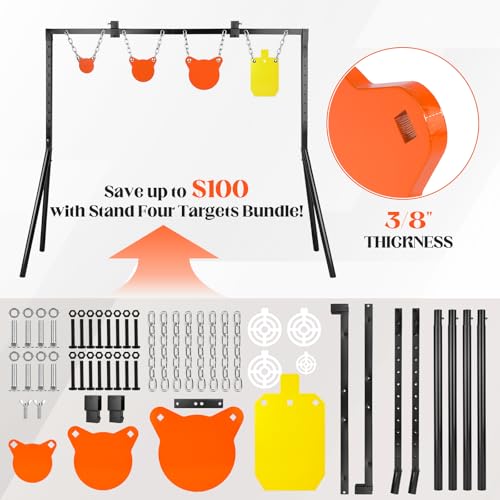 Kryonix Steel Target Stand System, AR500 Targets Adjustable Height 35 Inch to 63 Inch, 3/8 Inch Steel Targets Stand Shooting Range, Complete Outdoor Shooting Practice Kit by Kryonix - Image 2