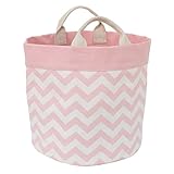 Little Love by NoJo Chevron Reversible Storage Tote with Handles, Pink/White