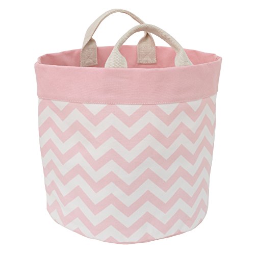 Little Love by NoJo Chevron Reversible Storage Tote with Handles, Pink/White