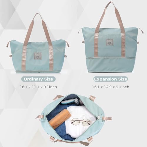 4 Piece Expandable Luggage Set - Durable ABS Suitcases with Travel Bag, 360° Wheels, Grey Green3