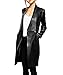 xxxiticat Women's Black Leather Jacket Long Sleeve Lapel Collar Windbreaker Double Breasted PU Leather Trench Blazer Coat(BL,L)
