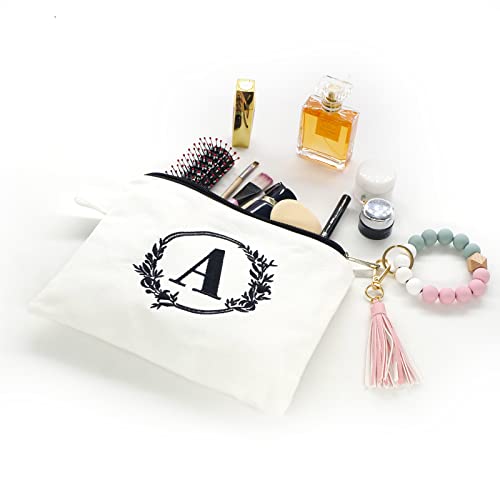 Onstary Embroidered Letter Combination Cosmetic Bag，Personalized Present Bag, Suitable For Wedding, Birthday, Holiday, Is A Great Gift For Women, Mom, Teachers, Friends, Bridesmaids (A) #TOP3