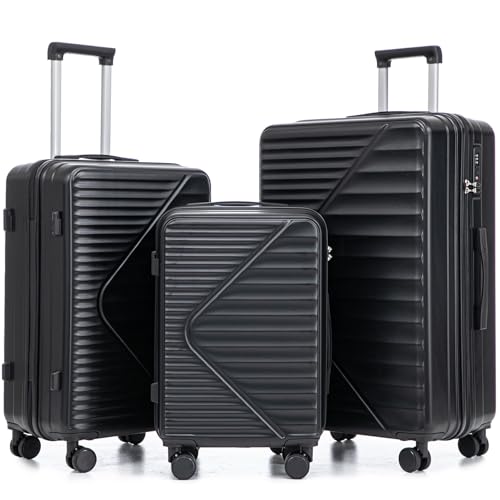 Merax Luggage Sets 3 Piece Hardshell Suitcases with Wheels, Lightweight Carry-on Travel Luggage with TSA Lock(20/24/28in)