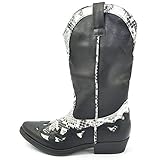 Stivali Donna camperos Texani Stile Western Neri con Fantasia pitonata su Pelle Tinta Unita Altezza Polpaccio (41 EU)
