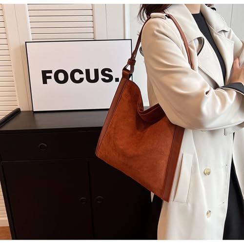 Slouchy Shoulder Bag Suede Soft Tote Hobo Handbag for Woman Retro Y2K Shoulder Purse Vegan Handbag2