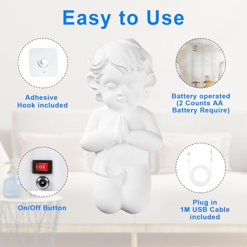 Carry360 3D ANGEL LIGHT Night Lights 3D Printed Angel Fairy Lights Battery Operated & Plug In White Led Christmas Lights Indoor Small Wall Hanging Lights Decor thumb #3