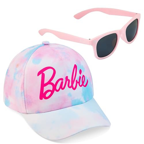 Barbie Girls Sunglasses and Baseball Cap Set, Lightweight Sun Hat UV400 Sunglasses Pink/Blue