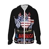 CRAYUKT All American Chick Chicken American Flag Sun Protection Hoodie Jacket Long Sleeve Athletic Shirts for Men Women Large