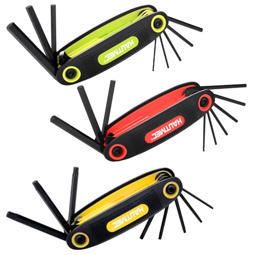 HAUTMEC 25-Piece Folding Allen Key Set, Metric/SAE/Torx Hex Key Set, Heat Treated Chrome Vanadium Steel Allen Wrench Set for Basic Home Repair and General Applications, HT0388