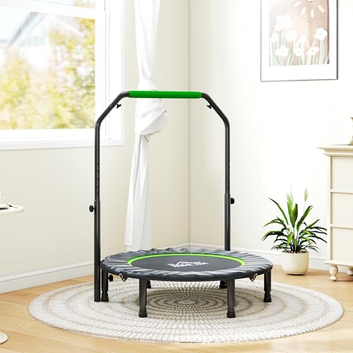 HOMCOM 40in Foldable Mini Trampoline with Adjustable Foam Handle for Adults - Image 8