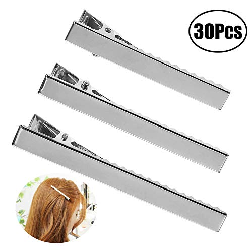 JZZJ Clips de Cheveux en Crocodile en Métal Barrette Pinces à Cheveux Accessoires de Bricolage Pince à Cheveux 56 mm 66mm 75mm de Longuer pour Femmes et Filles, 30 Pièces, Argent