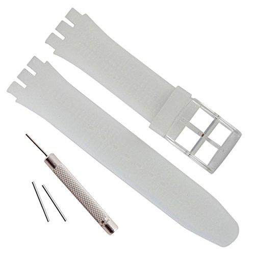 Ultra-Thin Replacement Waterproof Silicone Rubber Watch Strap Watch Band for Swatch Skin Series (16mm, Translucence)