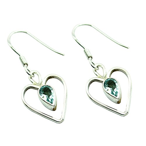 Boucle d'oreille topaze bleue naturelle argent 925 femme poire