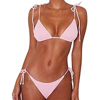 JFAN Bikini de Lazo Acanalado para Mujer Traje de Baño Brasileño