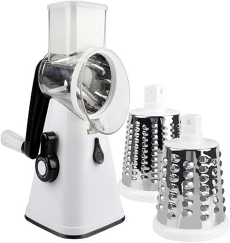 Zdaqian 千切りスライサー 野菜カッター スライサー 千切り おろし器 厚み調節 多機能 回転式 すりおろし 細切り チーズ削り 調理器具 取り外し可能 お手入れ簡単 (ホワイト)