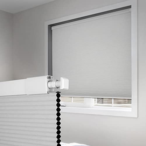 Berissa No Drill No Tools Blackout Cellular Shades Cordless Honeycomb Blinds Easy To Install Aluminum Cellular Blinds For Windows, Blackout-White, Custom Size #TOP11