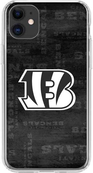 Skinit Clear Phone Case Compatible with iPhone 11 - Officially Licensed NFL Cincinnati Bengals Black & White Design