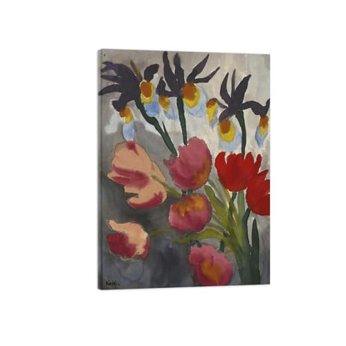 Tableau Abstrait Fleurs 70x100cm | Impression sur Toile Floral Encadrée