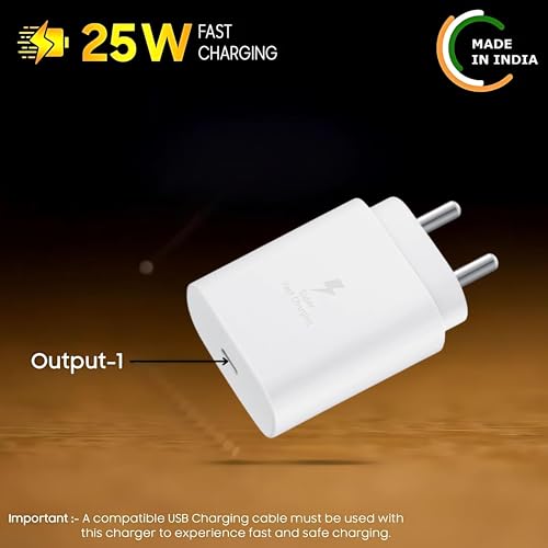 Image of GearZTouch 25W Ultra Fast Charging Adapter with PPS Protection Compatible with Samsung S24 /S23 /S21 All Plus &Ultra Series,Fold 6 /5 /4,NordCE 3Lite 5G,2T 5G,CE 2 Lite 5G,Nord 5G (White)