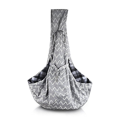 ELenest KSTON Small Dog Cat Sling Pet Carrier Bag Safe Reversible Machine Washable Adjustable Pouch Single Shoulder Carry Tote Handbag for Pets Below 9.9 lb (Stripe)