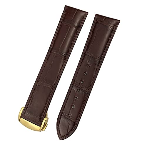 Bracelet montre cuir vachette DASEB crocodile 22mm marron doré pour Omega Seamaster et Speedmaster