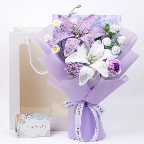 Bouquet de fleurs au crochet fleur artificielle durable sans entretien pour décoration maison