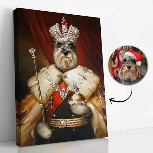 Royal Pet Portrait from your photos – The King Nikolas, Custom Renaissance Male Pet Art, Victorian wall art, Personalized Pet Framed Canvas (from 8×10 to 24×36 inches)